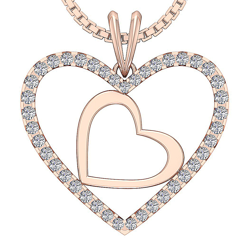 The Adrian Real Diamond Double Heart Pendant