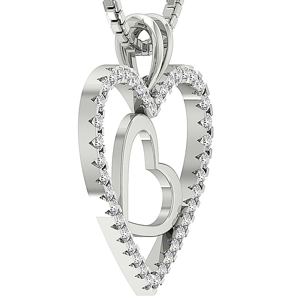 The Adrian Real Diamond Double Heart Pendant