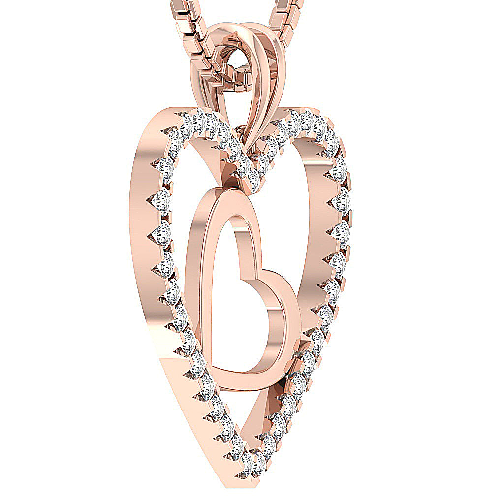 The Adrian Real Diamond Double Heart Pendant