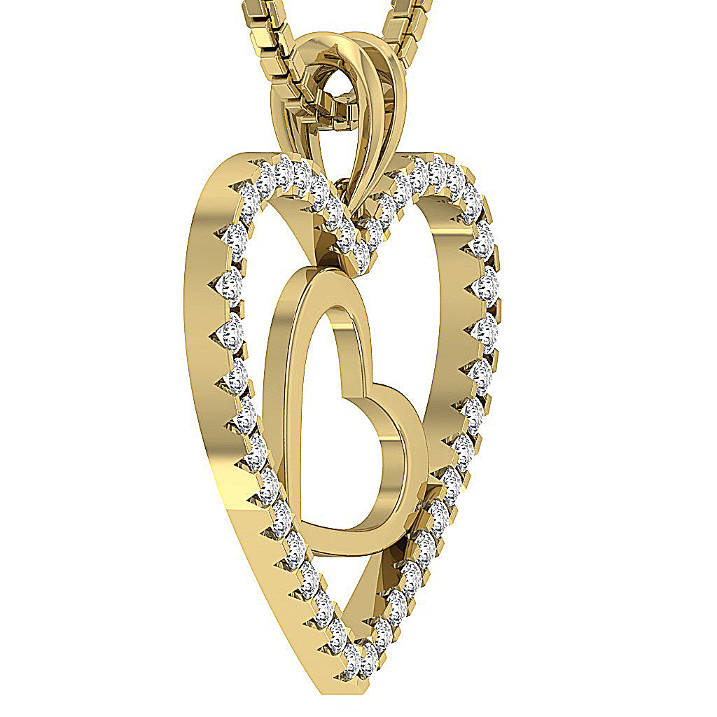 The Adrian Real Diamond Double Heart Pendant
