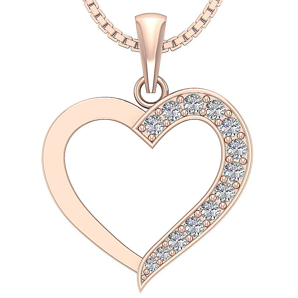 The Russell Genuine Diamond Rose Gold Heart Locket Pendant Gift for Her