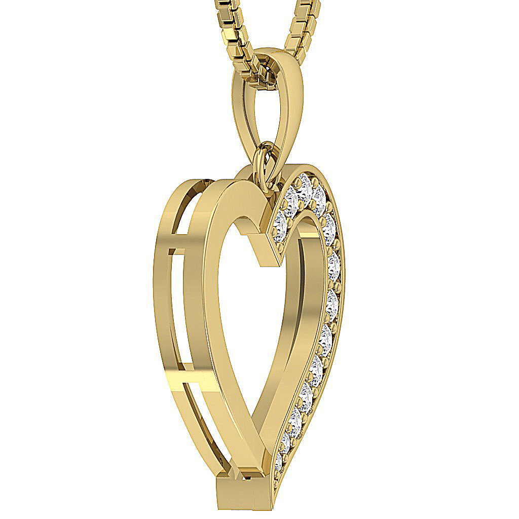 The Russell Diamond Gold Heart Locket Pendant Gift for Her