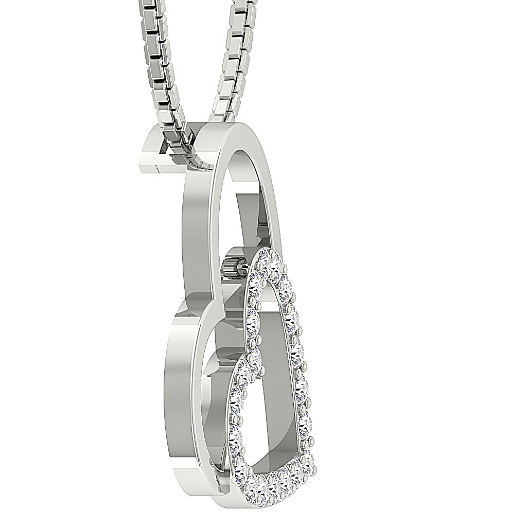 The Royal Twin Heart Pendant Round Diamond 14K Gold
