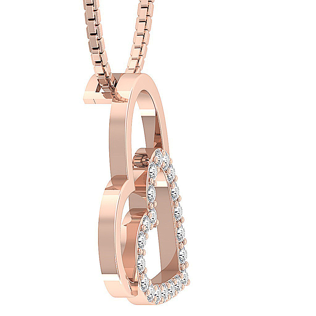 The Royal Twin Heart Pendant Round Diamond 14K Gold