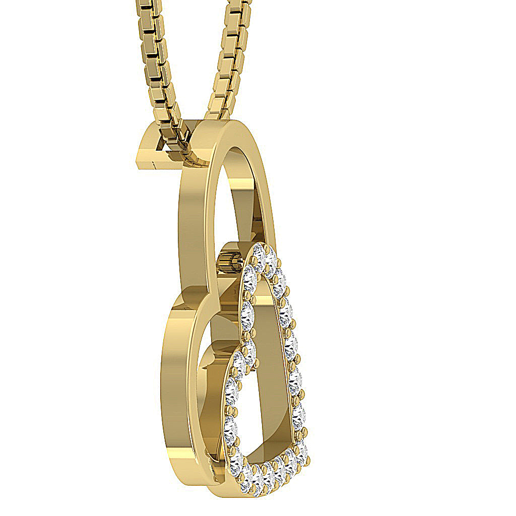 The Royal Twin Heart Pendant Round Diamond 14K Gold