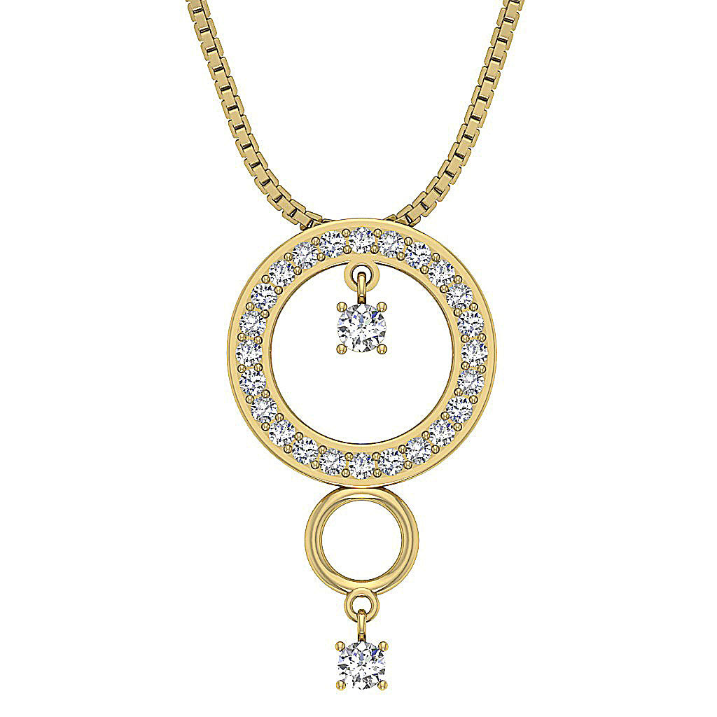 The Messiah For Women Classsic Circle Pendant Necklace Round Cut Diamond White Gold