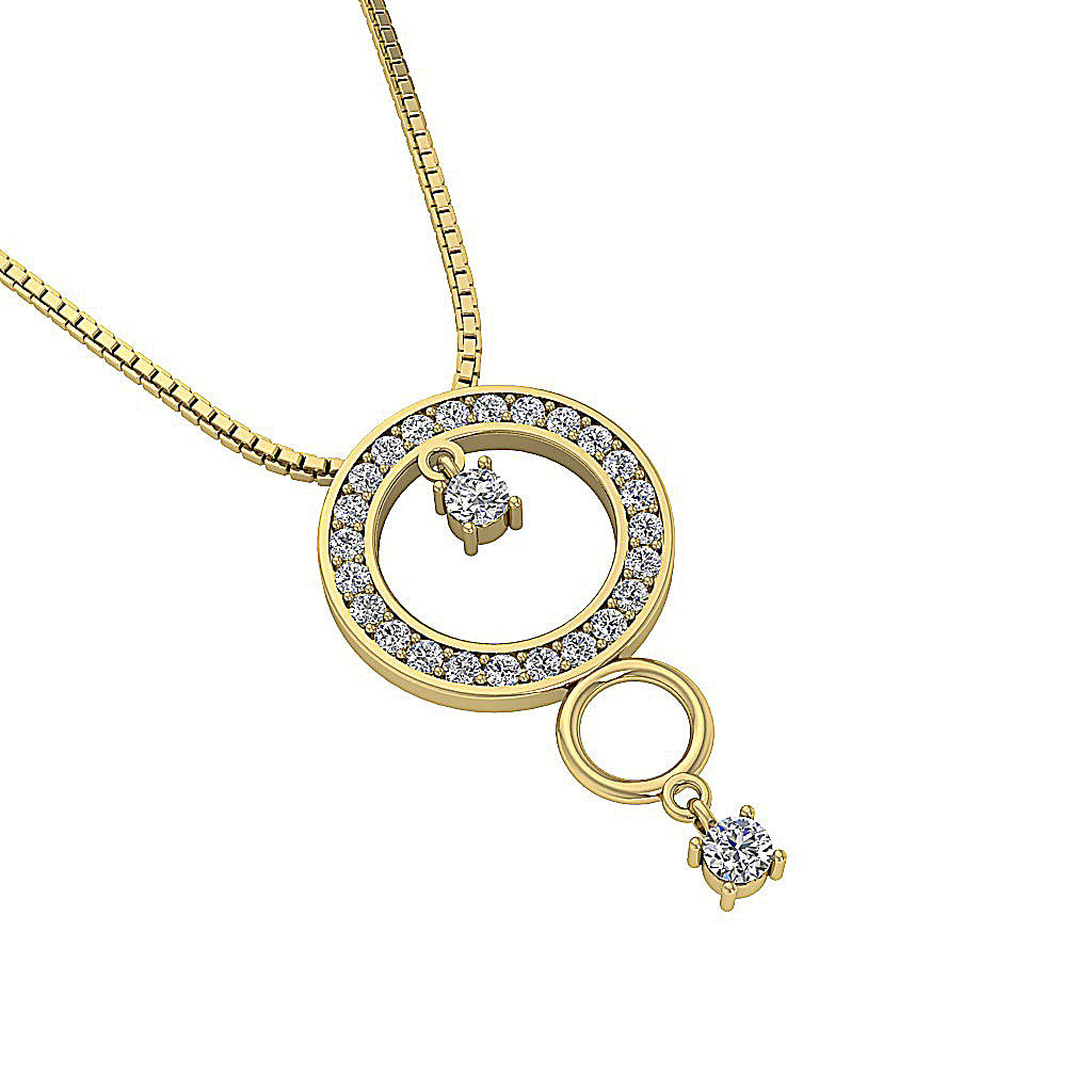 The Messiah For Women Classsic Circle Pendant Necklace Round Cut Diamond White Gold