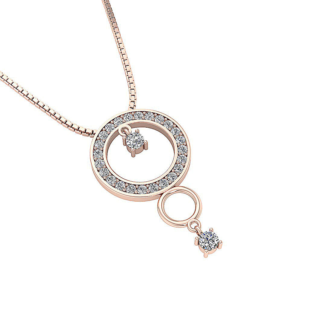The Messiah For Women Classsic Circle Pendant Necklace Round Cut Diamond White Gold