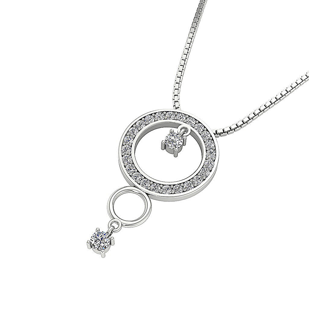 The Messiah For Women Classsic Circle Pendant Necklace Round Cut Diamond White Gold