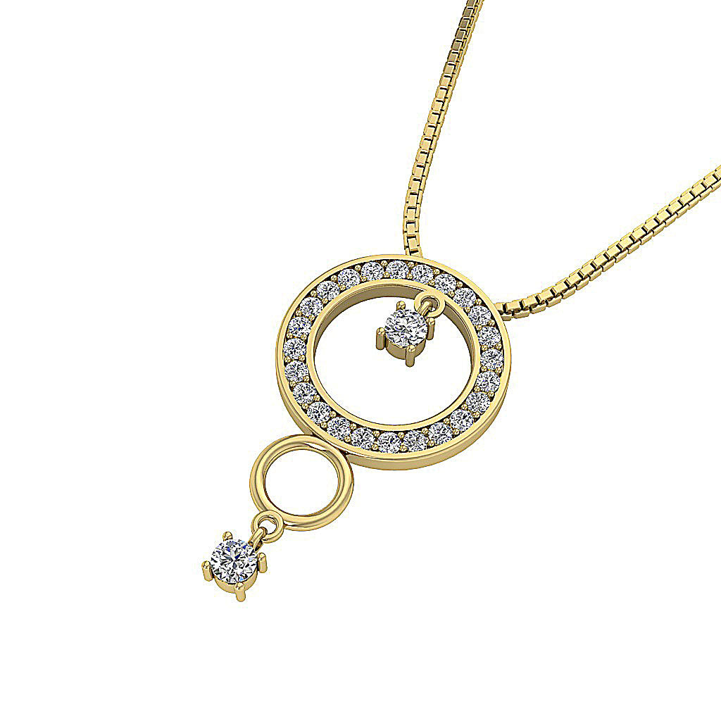 The Messiah For Women Classsic Circle Pendant Necklace Round Cut Diamond White Gold
