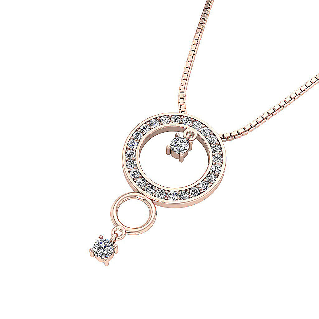 The Messiah For Women Classsic Circle Pendant Necklace Round Cut Diamond White Gold