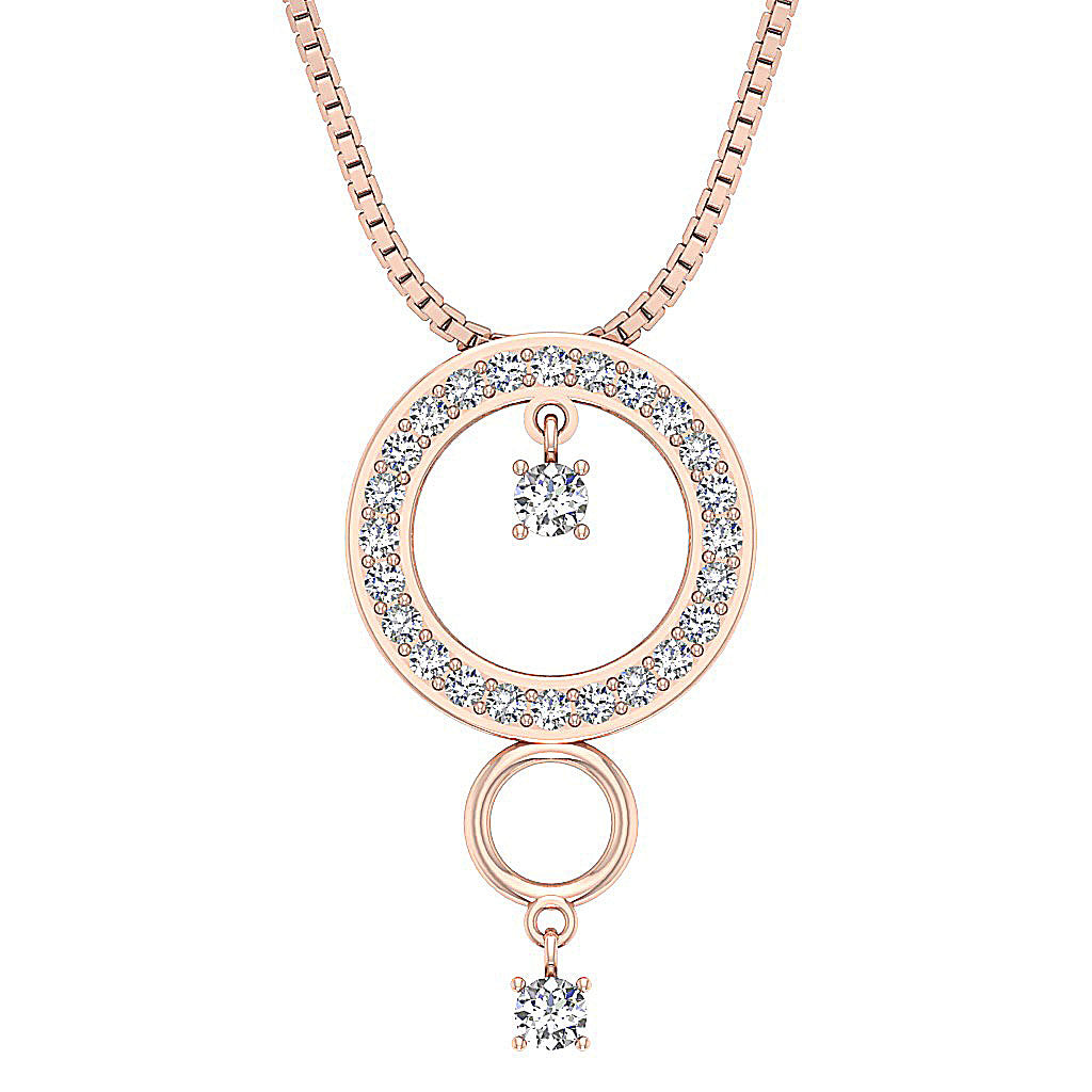 The Messiah For Women Classsic Circle Pendant Necklace Round Cut Diamond White Gold