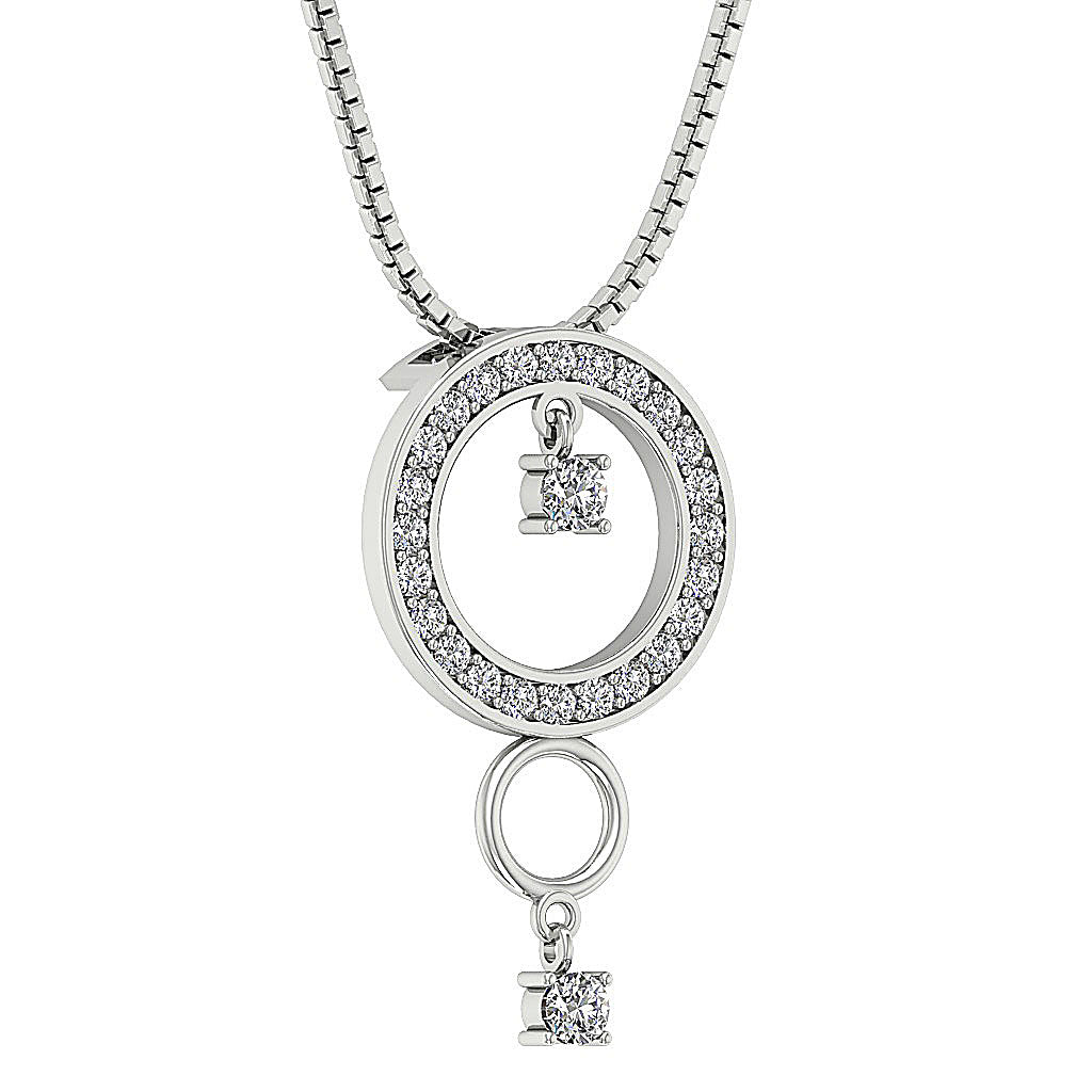 The Messiah For Women Classsic Circle Pendant Necklace Round Cut Diamond White Gold