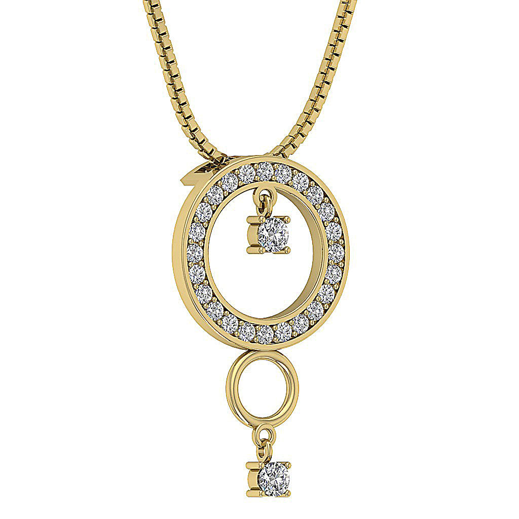 The Messiah For Women Classsic Circle Pendant Necklace Round Cut Diamond White Gold