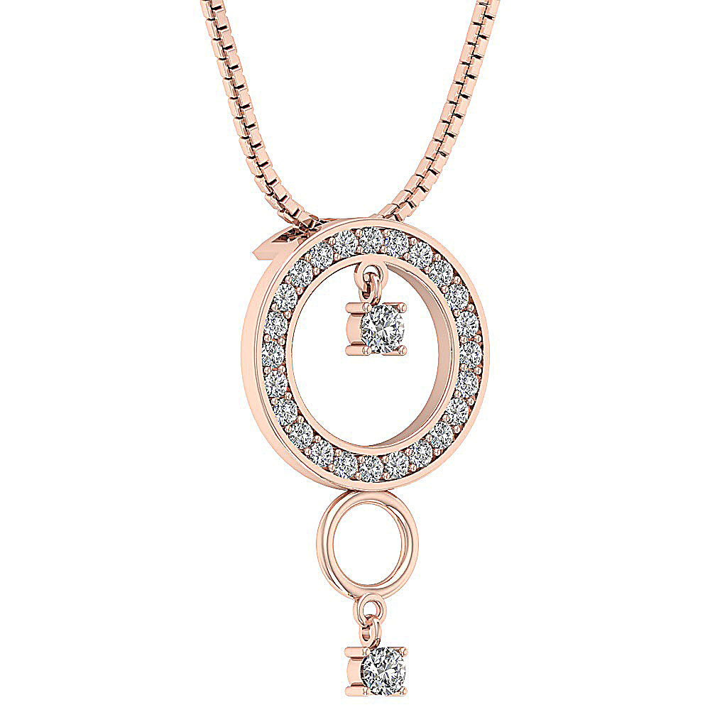 The Messiah For Women Classsic Circle Pendant Necklace Round Cut Diamond White Gold