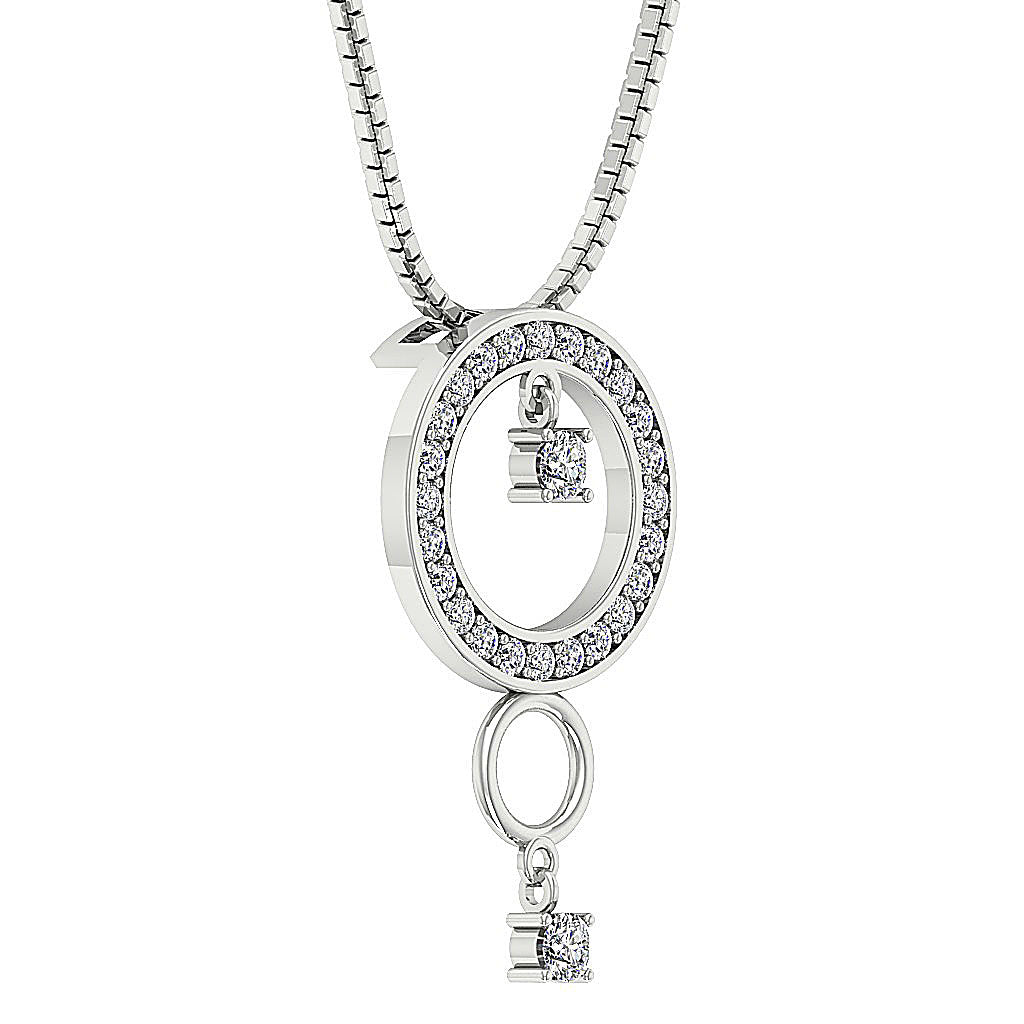 The Messiah For Women Classsic Circle Pendant Necklace Round Cut Diamond White Gold
