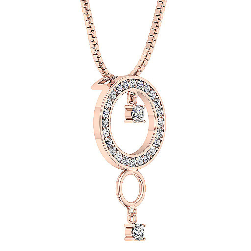 The Messiah For Women Classsic Circle Pendant Necklace Round Cut Diamond White Gold