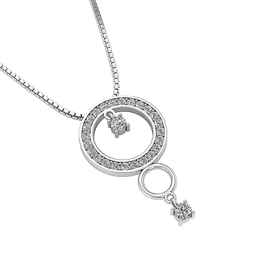 The Messiah For Women Classsic Circle Pendant Necklace Round Cut Diamond White Gold