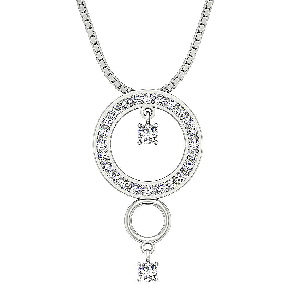 The Messiah For Women Classsic Circle Pendant Necklace Round Cut Diamond White Gold