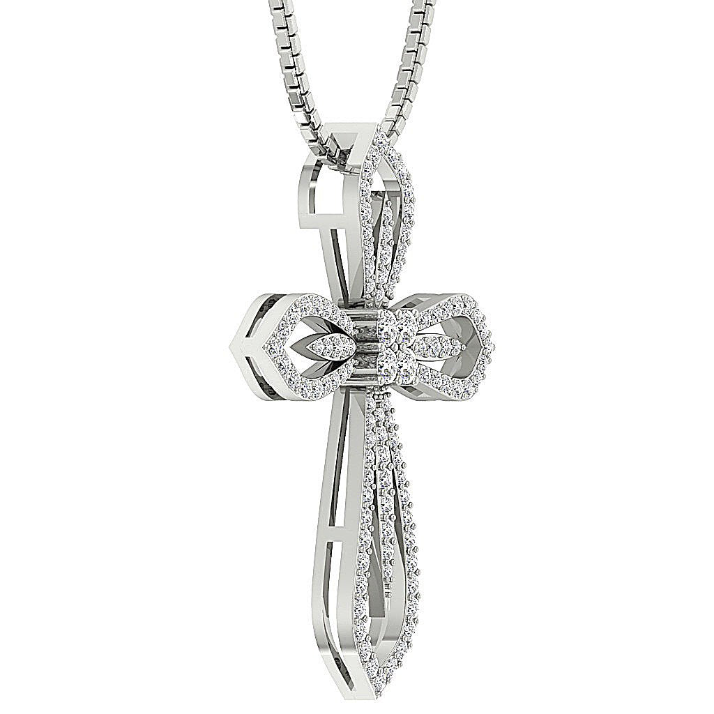 Cross Wedding Pendants Genuine Diamond SI1/I1 G 0.75 Ct 14k/18k Solid Gold Prong Set