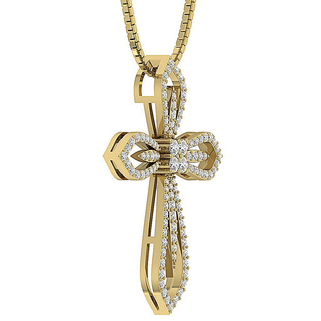 Cross Wedding Pendants Genuine Diamond SI1/I1 G 0.75 Ct 14k/18k Solid Gold Prong Set