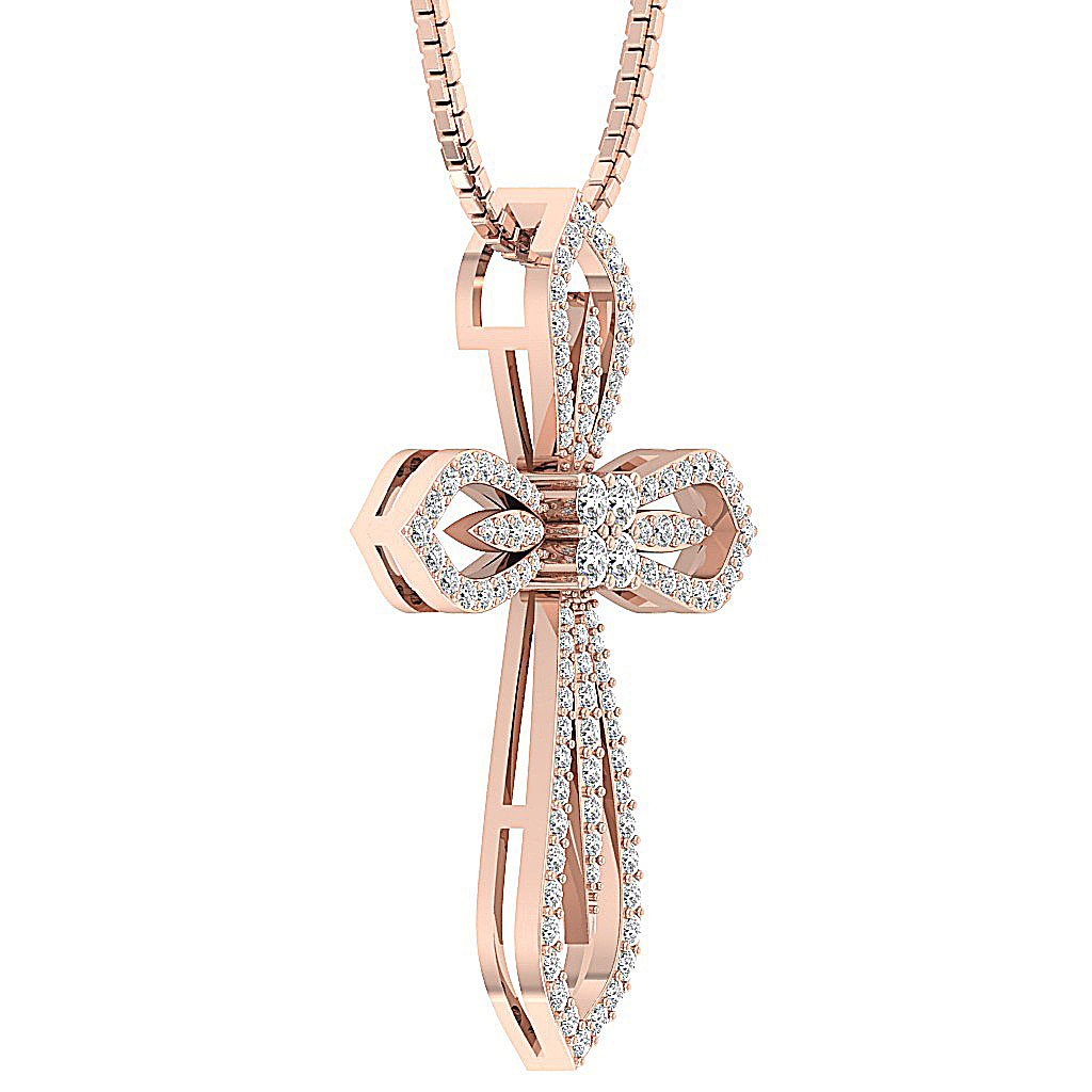 Cross Wedding Pendants Genuine Diamond SI1/I1 G 0.75 Ct 14k/18k Solid Gold Prong Set