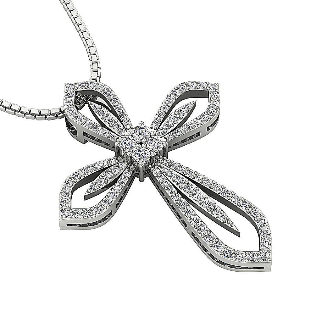 Cross Wedding Pendants Genuine Diamond SI1/I1 G 0.75 Ct 14k/18k Solid Gold Prong Set