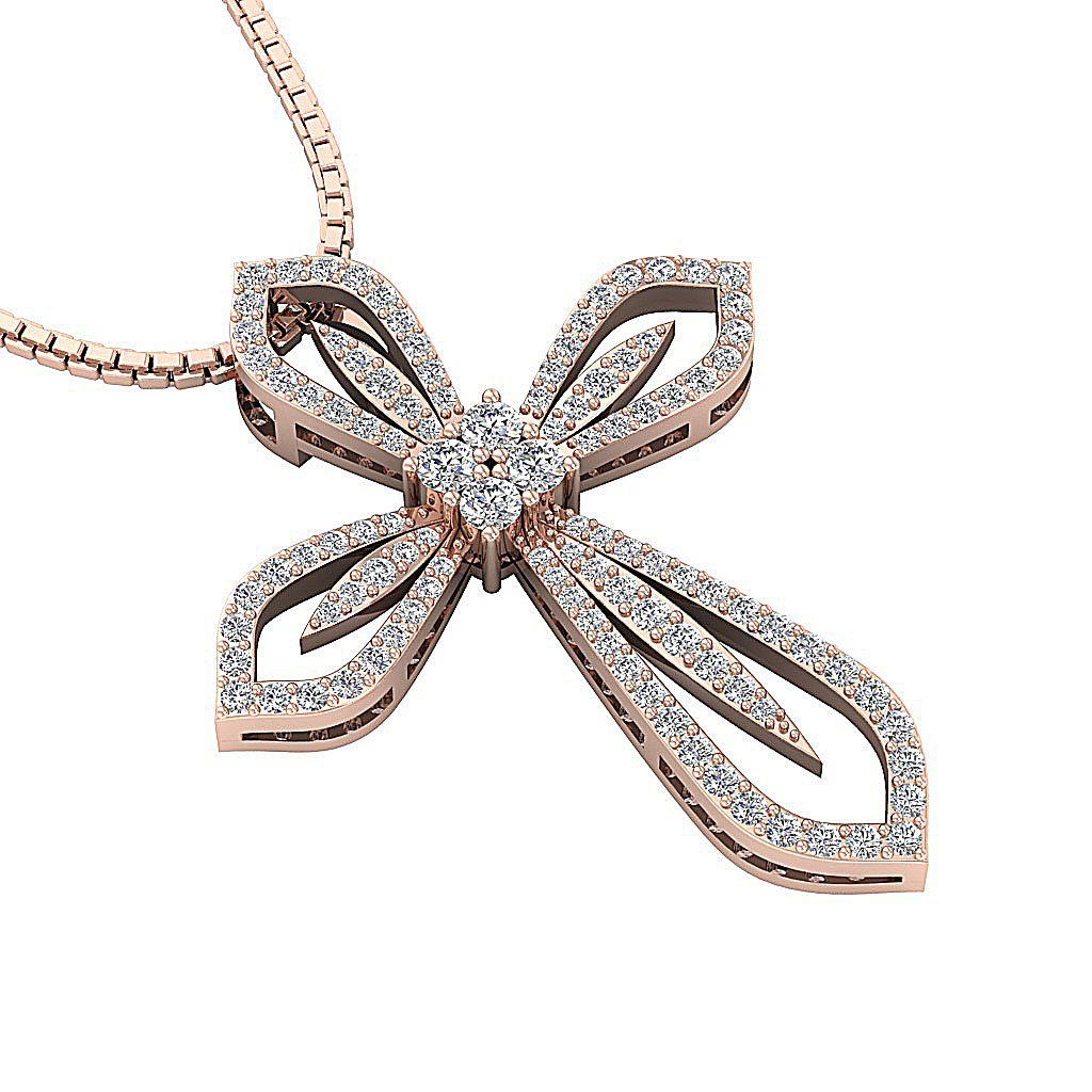 Cross Wedding Pendants Genuine Diamond SI1/I1 G 0.75 Ct 14k/18k Solid Gold Prong Set