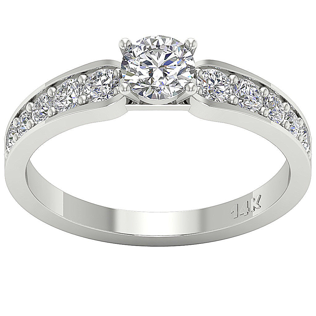 The Flynn 14k White Gold Round Cut Diamond Solitaire Wedding Ring 2 MM