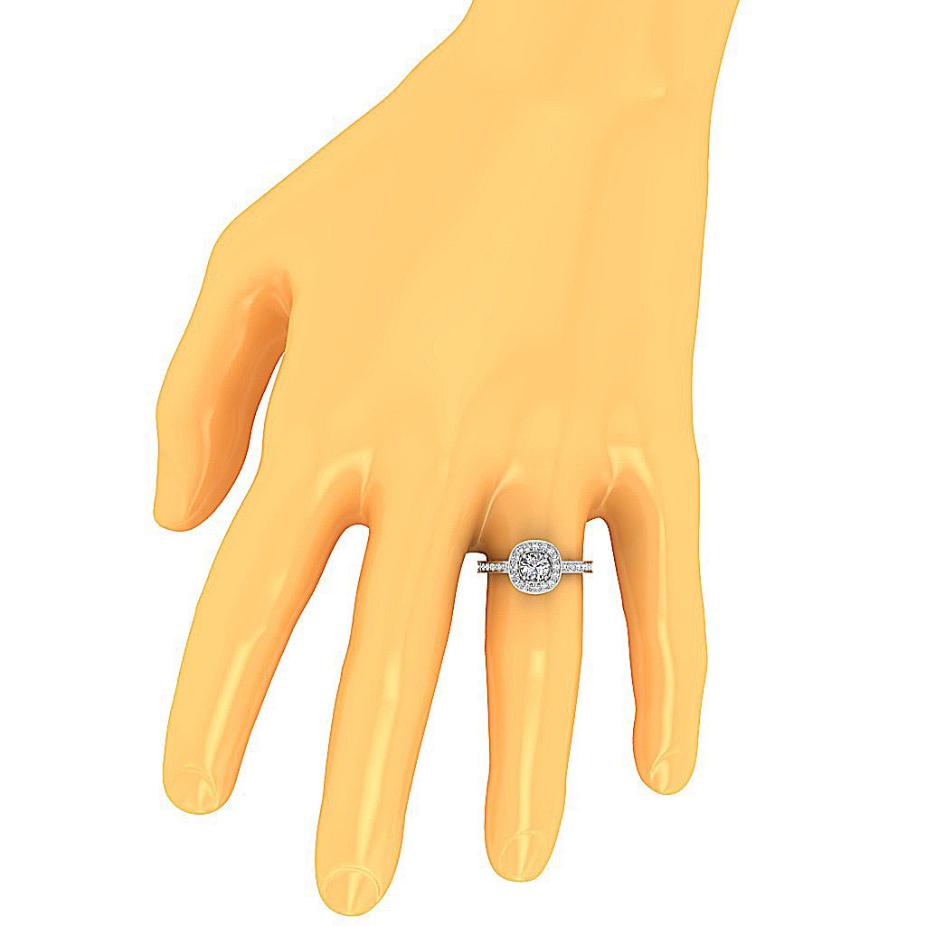 14k Two Tone Gold Halo Solitaire Wedding Ring Genuine Diamond I1 G 1.40 Ct Prong Pave Set