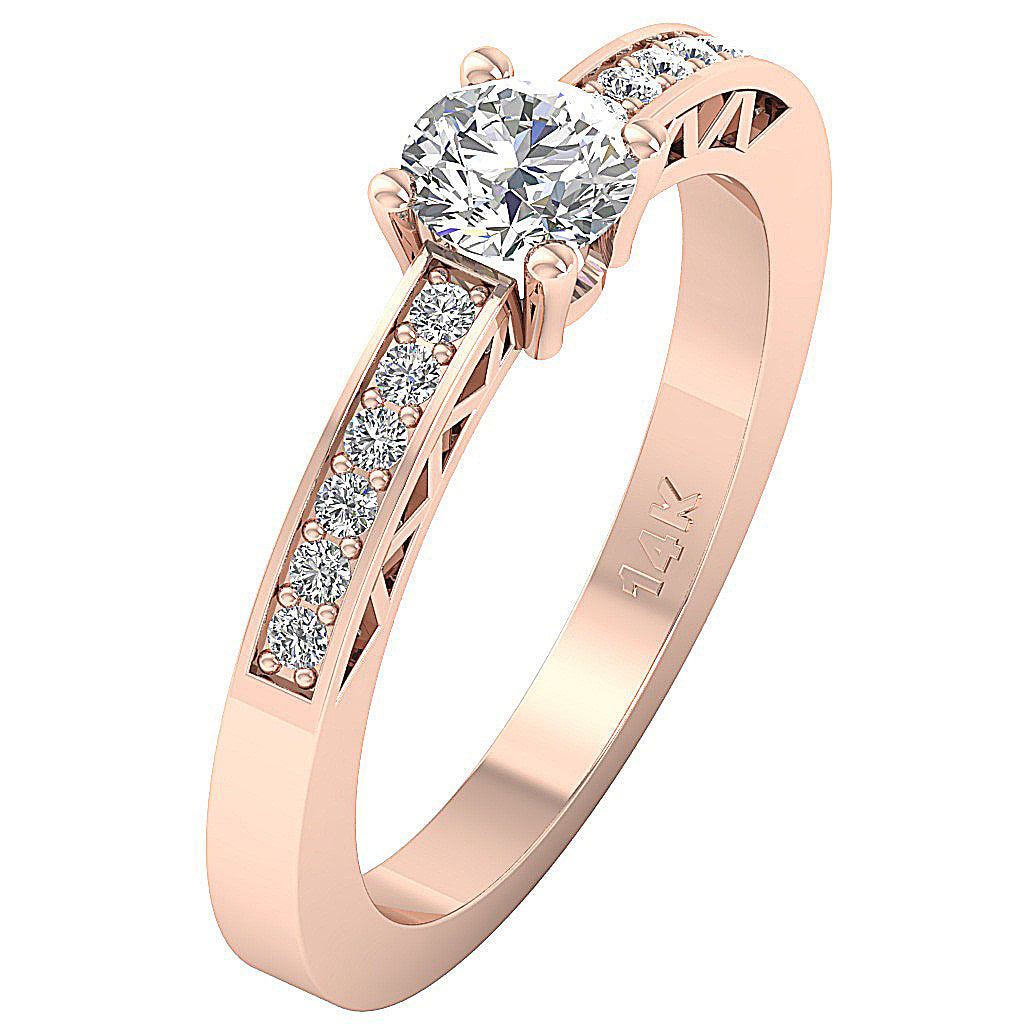 The Harry Designer Solitaire Engagement Ring 14k Rose Gold Natural Diamond
