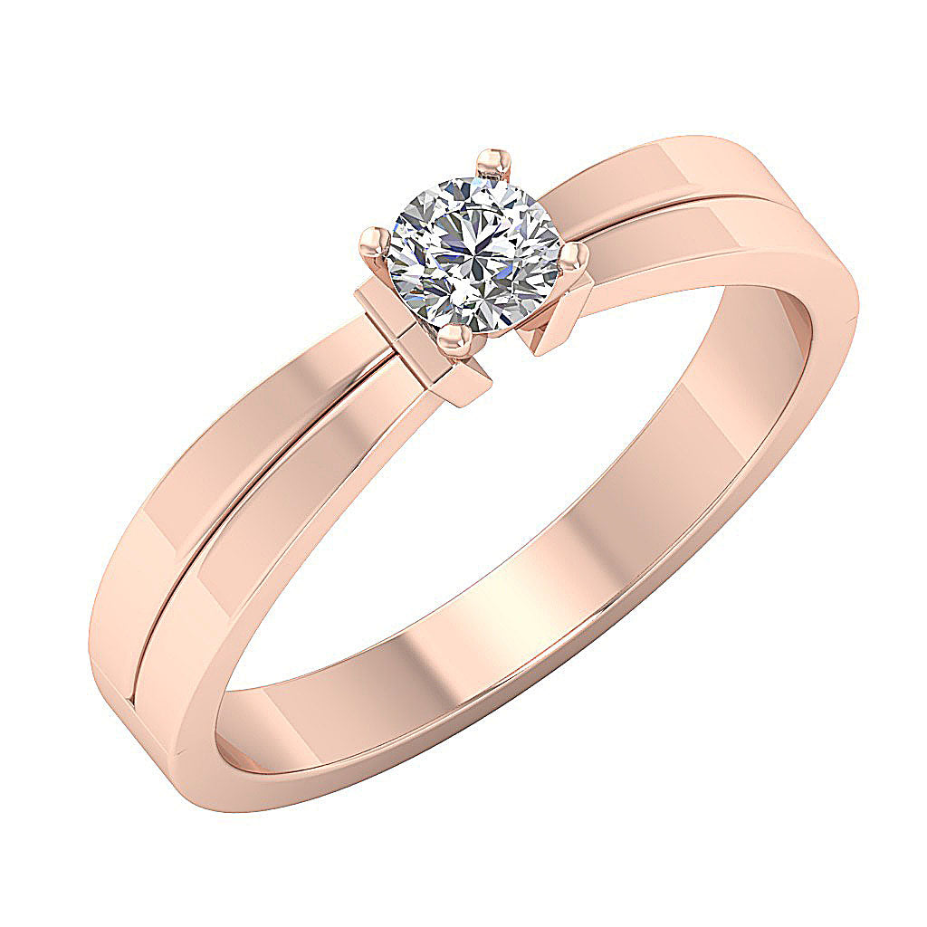 The Brock Excellent Natural Diamond 14k Rose Gold Solitaire Engagement Ring