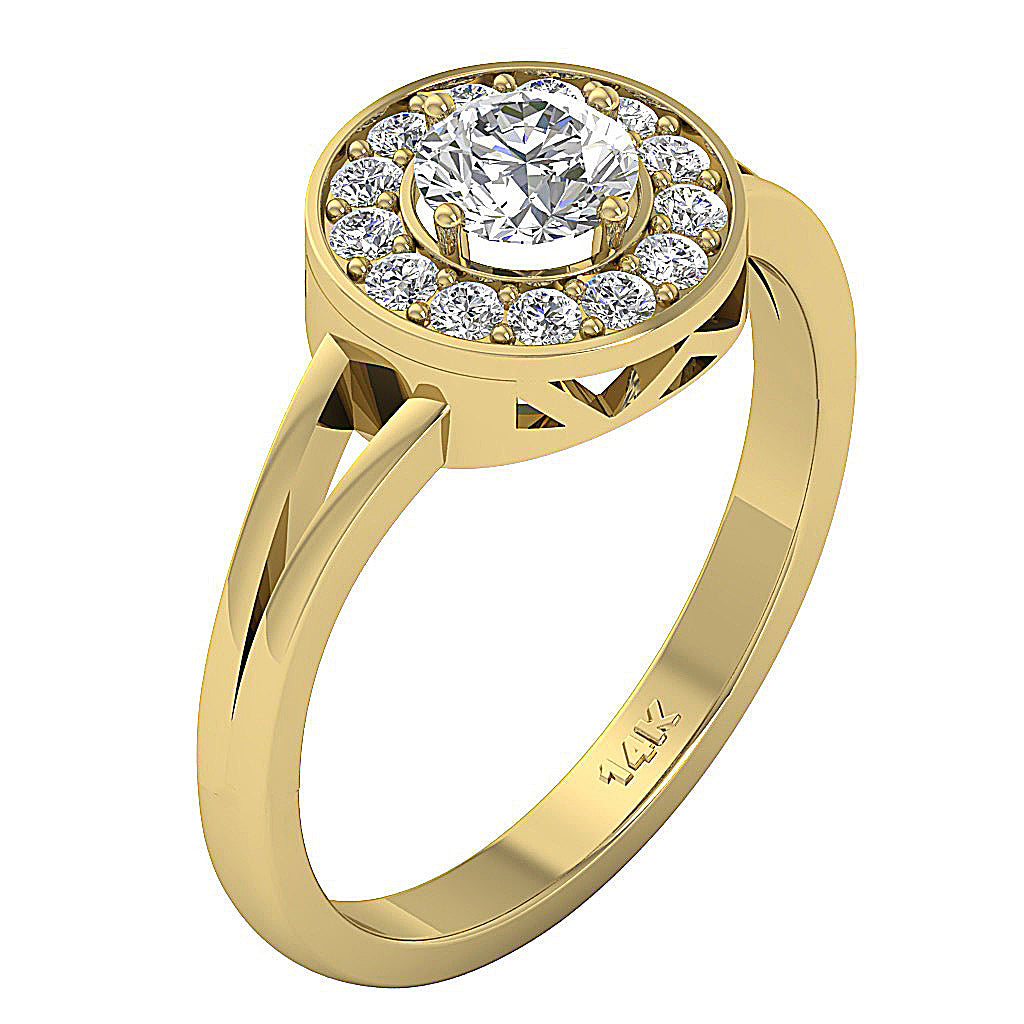 The Cal 14k Solid Yellow Gold Genuine Diamond Solitaire Wedding Ring For Her