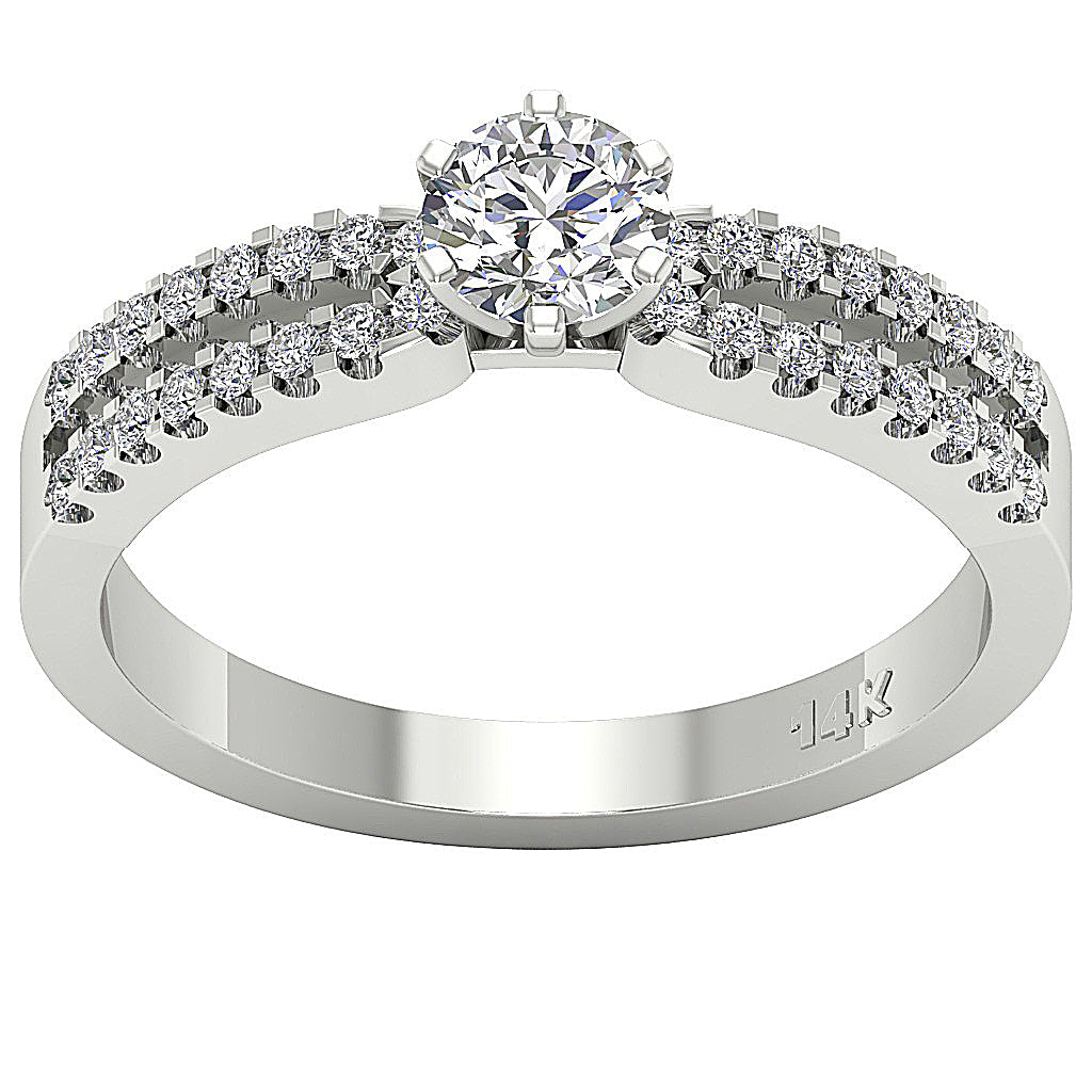 The Misael Solitaire With Accents Round Diamond Anniversary Ring 14k Solid Gold