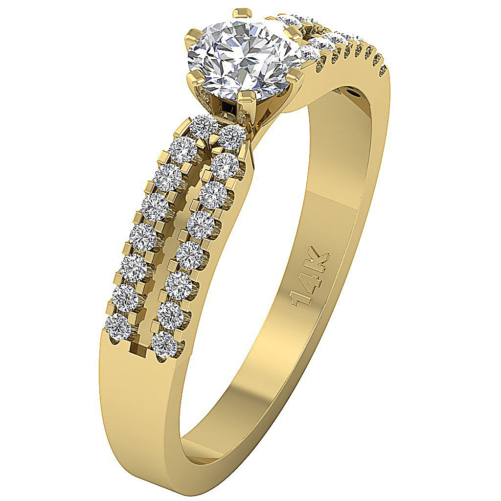 The Misael Solitaire With Accents Round Diamond Anniversary Ring 14k Solid Gold