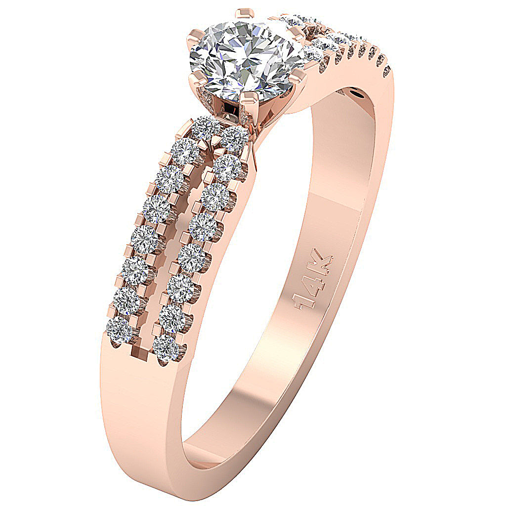 The Misael Solitaire With Accents Round Diamond Anniversary Ring 14k Solid Gold
