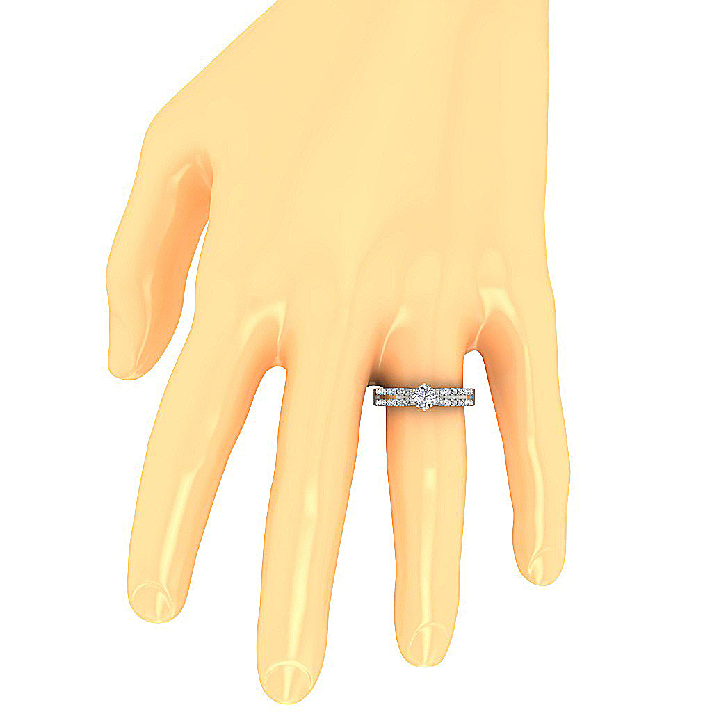 The Misael Solitaire With Accents Round Diamond Anniversary Ring 14k Solid Gold