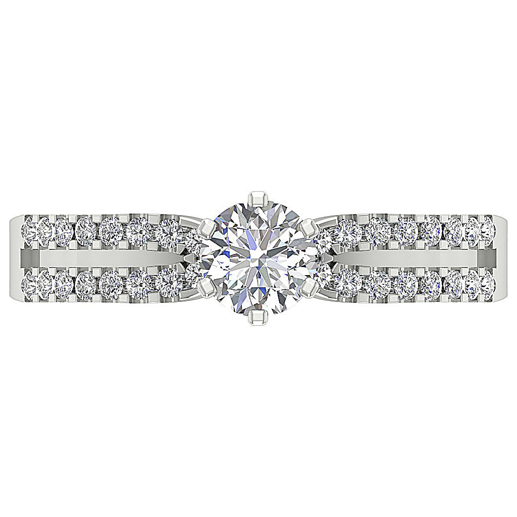 The Misael Solitaire With Accents Round Diamond Anniversary Ring 14k Solid Gold
