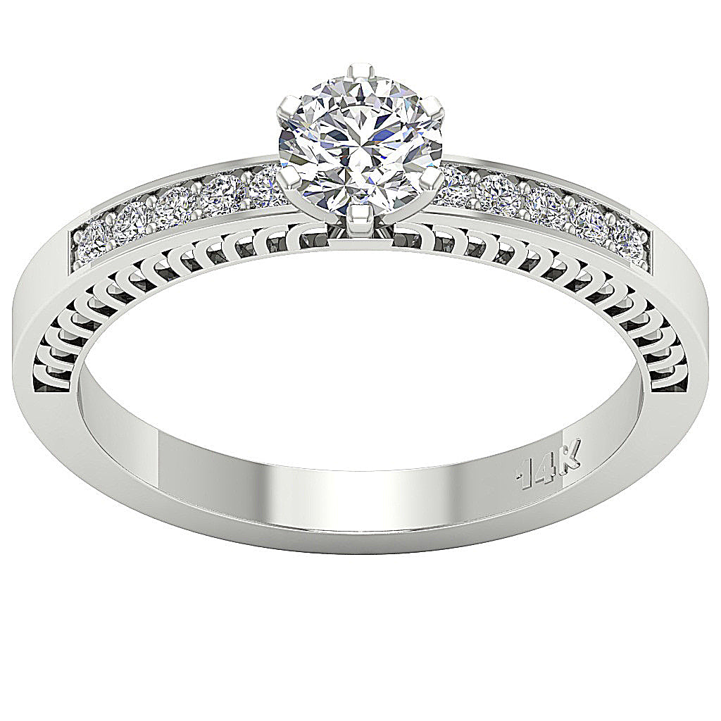 The Carmelo For Women Solitaire Engagement Ring 14k Solid Gold Round Diamond