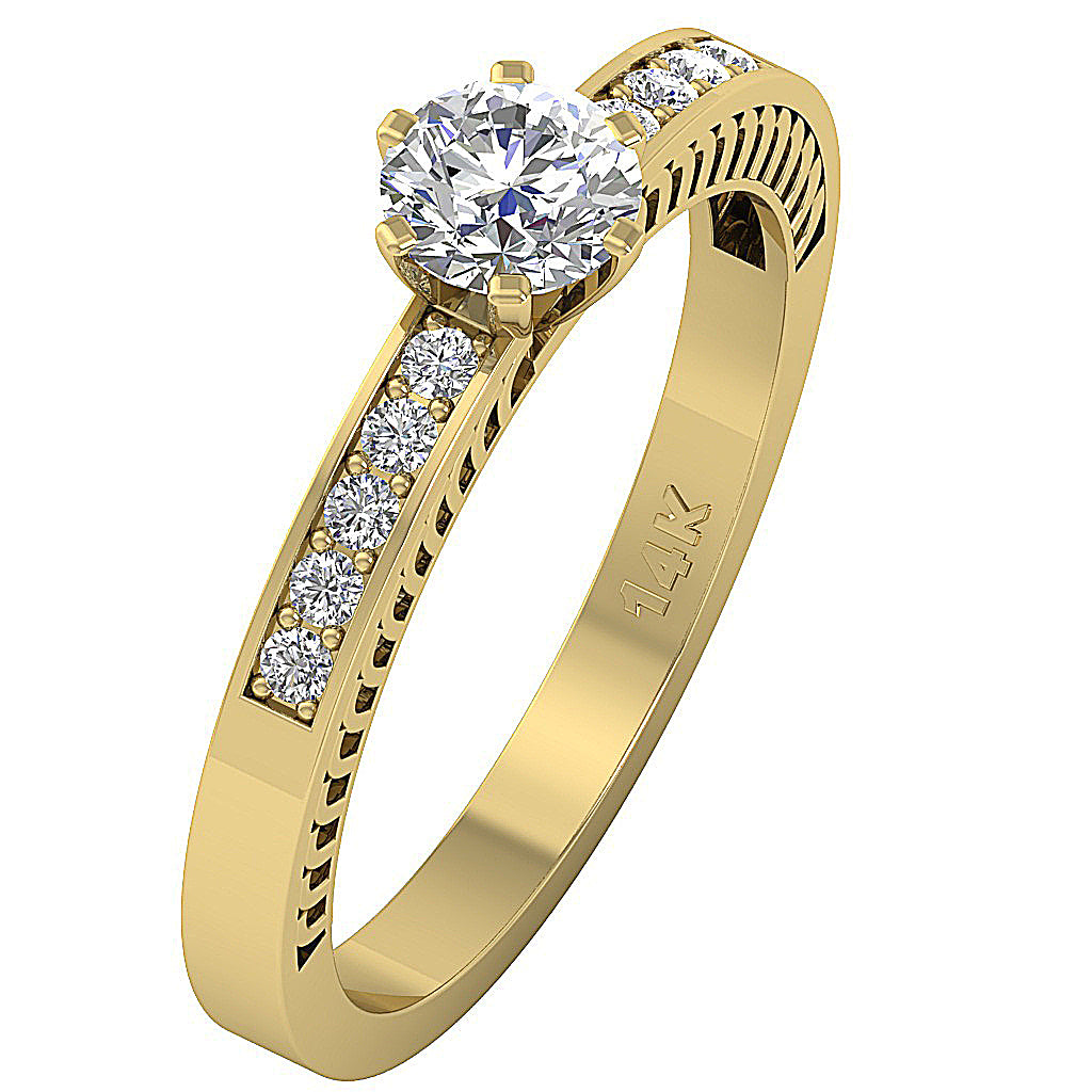 The Carmelo For Women Solitaire Engagement Ring 14k Solid Gold Round Diamond