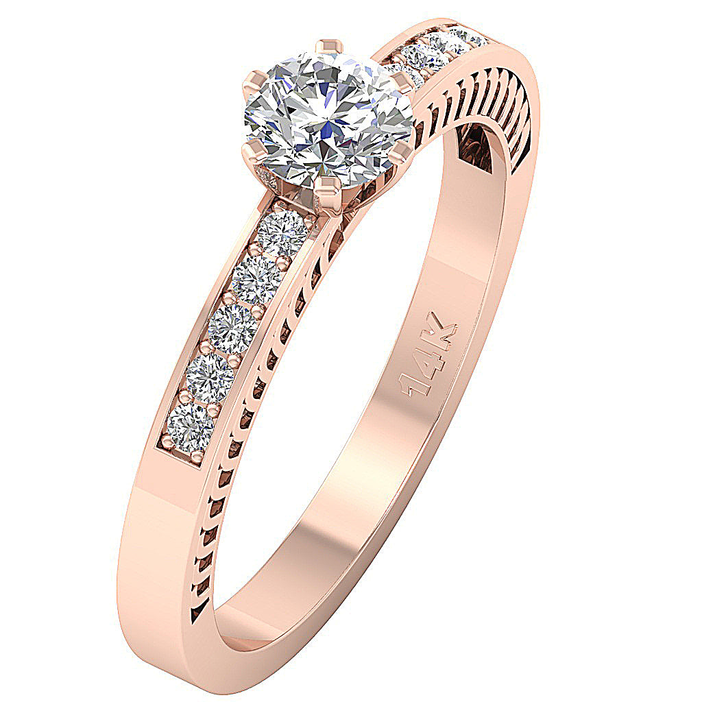 The Carmelo For Women Solitaire Engagement Ring 14k Solid Gold Round Diamond