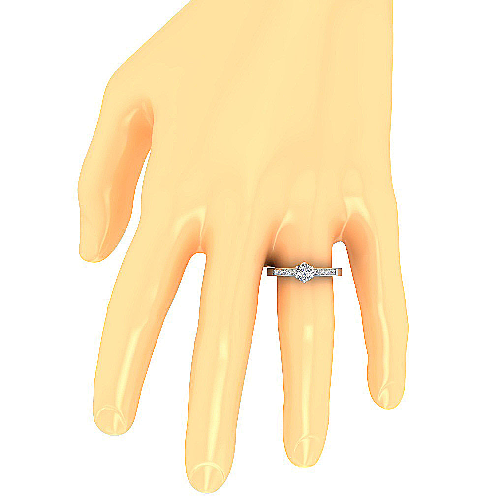 The Carmelo For Women Solitaire Engagement Ring 14k Solid Gold Round Diamond