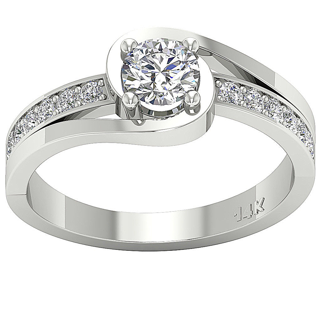 The Landen Gorgeous 14k Solid Gold Genuine Diamond Solitaire Anniversary Ring