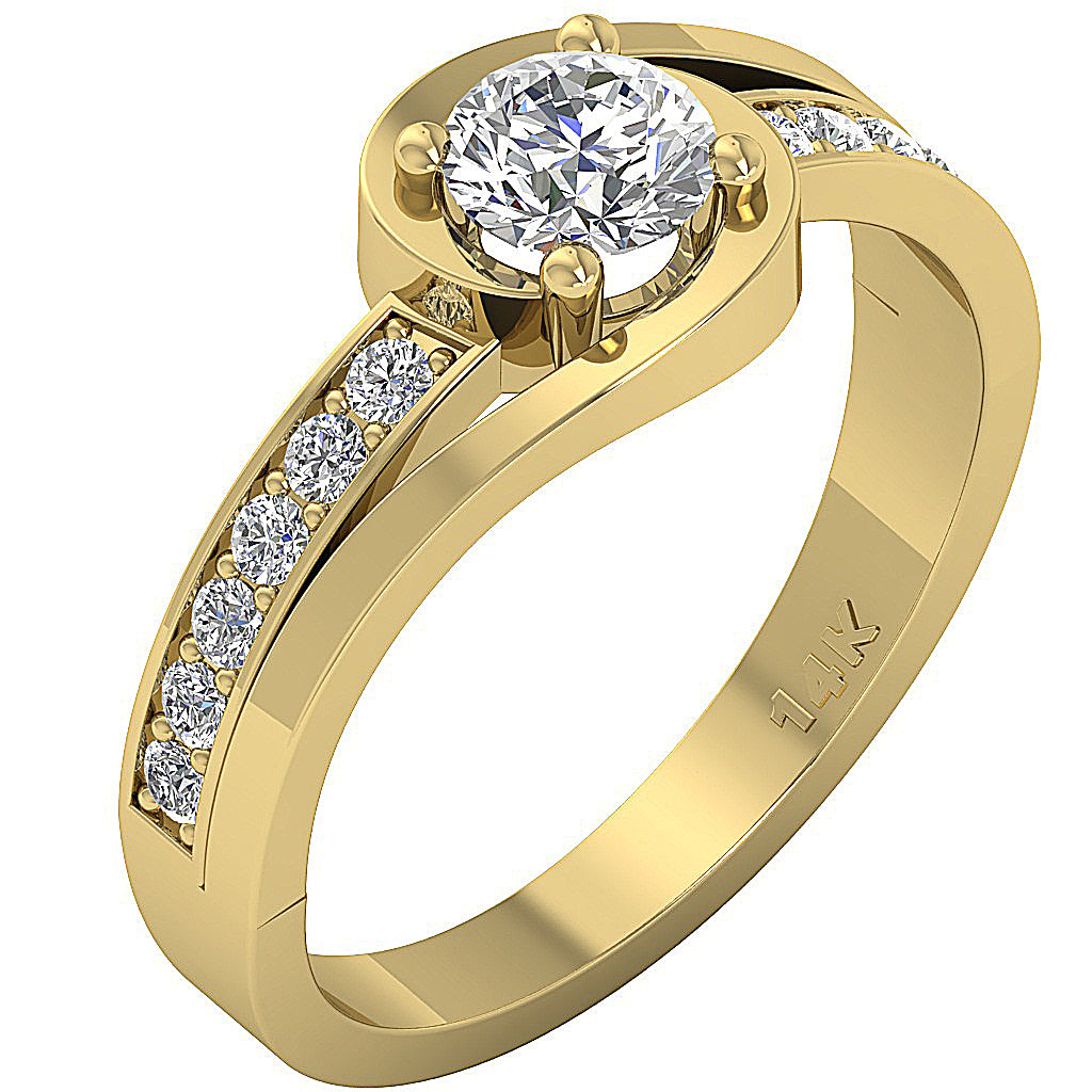 The Landen Gorgeous 14k Solid Gold Genuine Diamond Solitaire Anniversary Ring