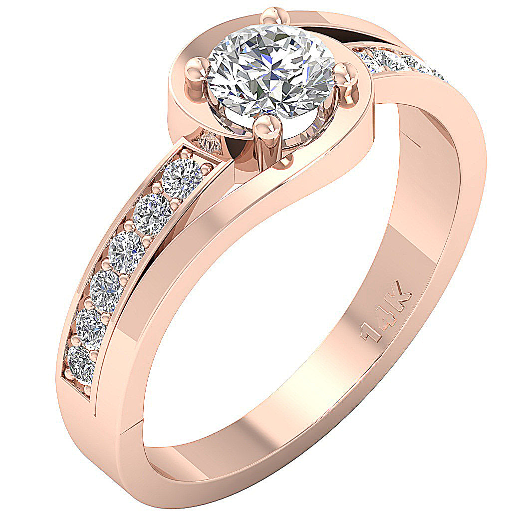 The Landen Gorgeous 14k Solid Gold Genuine Diamond Solitaire Anniversary Ring