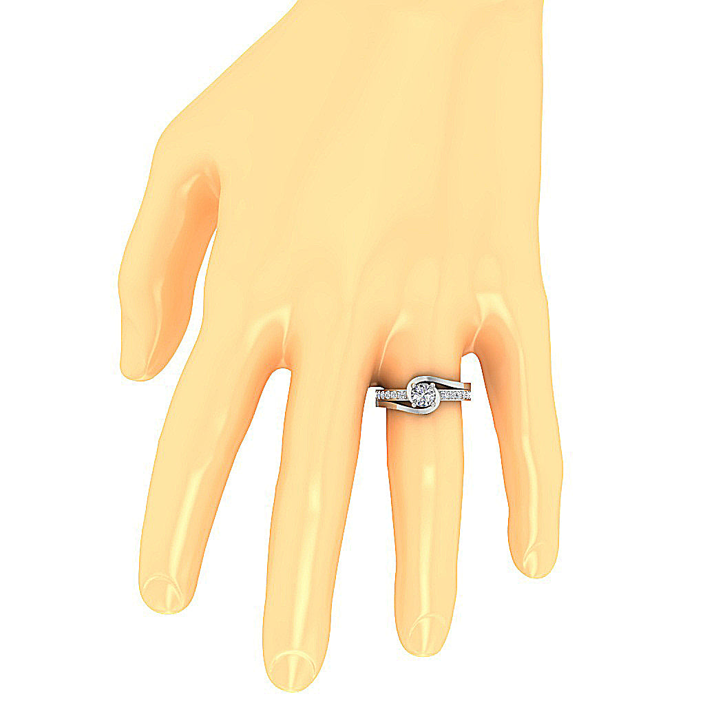 The Landen Gorgeous 14k Solid Gold Genuine Diamond Solitaire Anniversary Ring