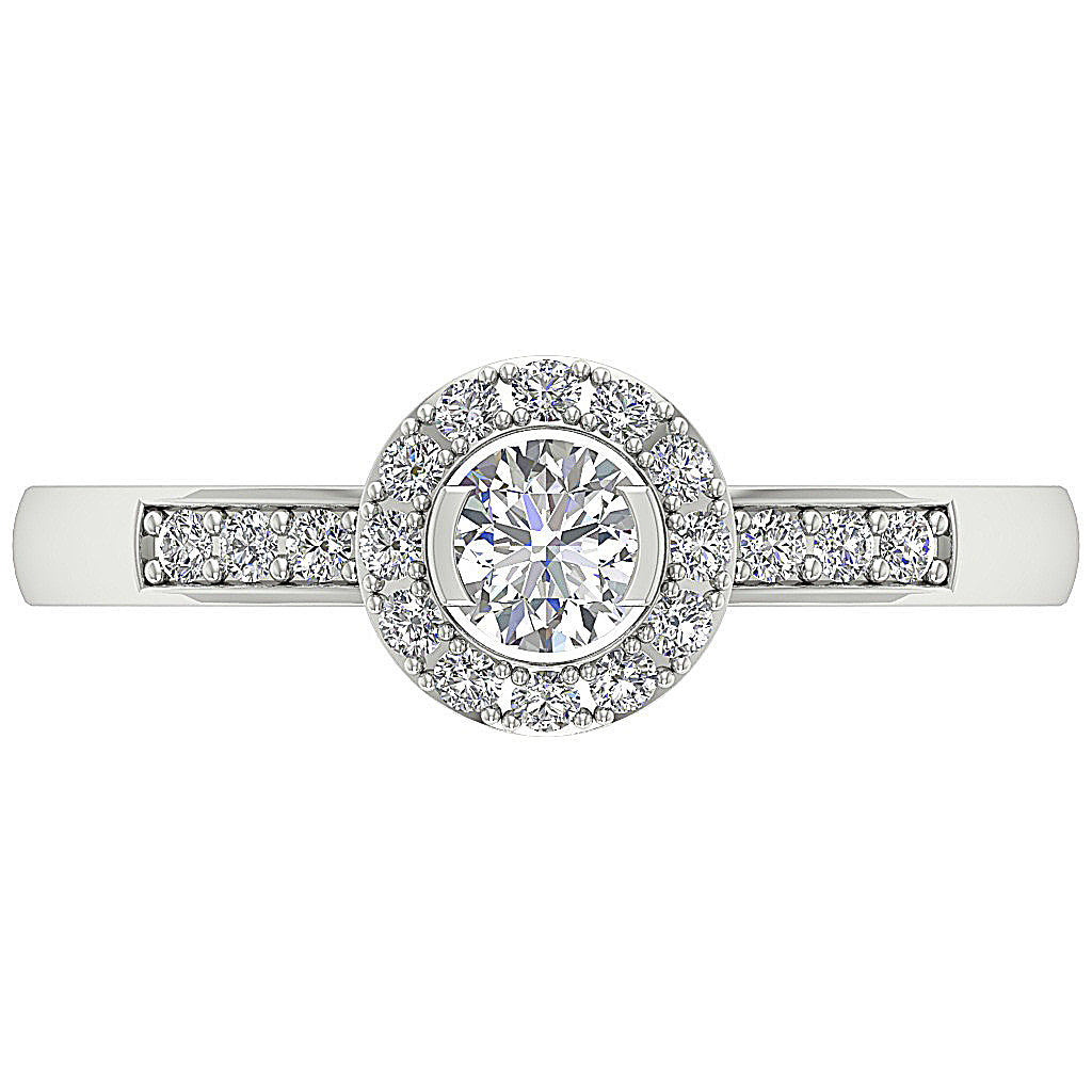 The Alfredo Diamond 14k White Gold Halo Solitaire Engagement Wedding Ring