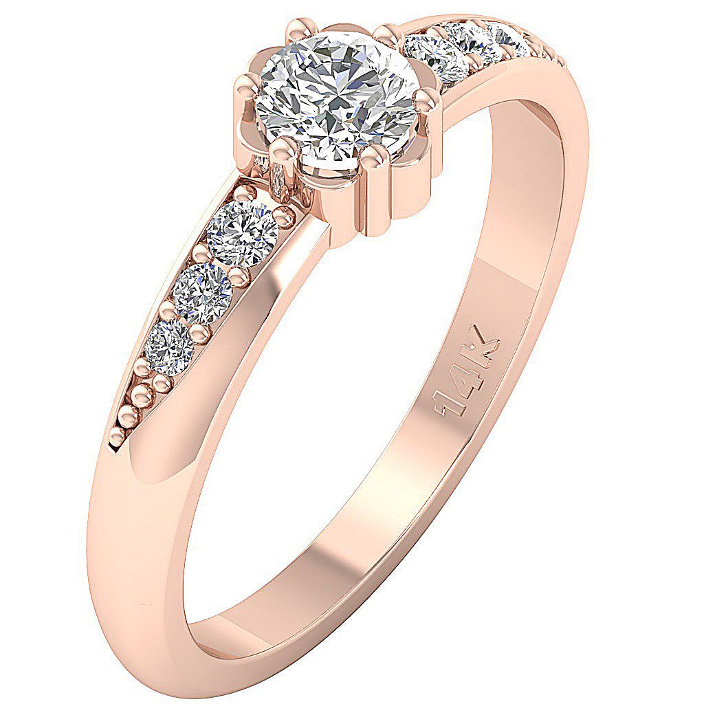 The Alberto Unique 14k Rose Gold Genuine Diamond Solitaire Wedding Ring
