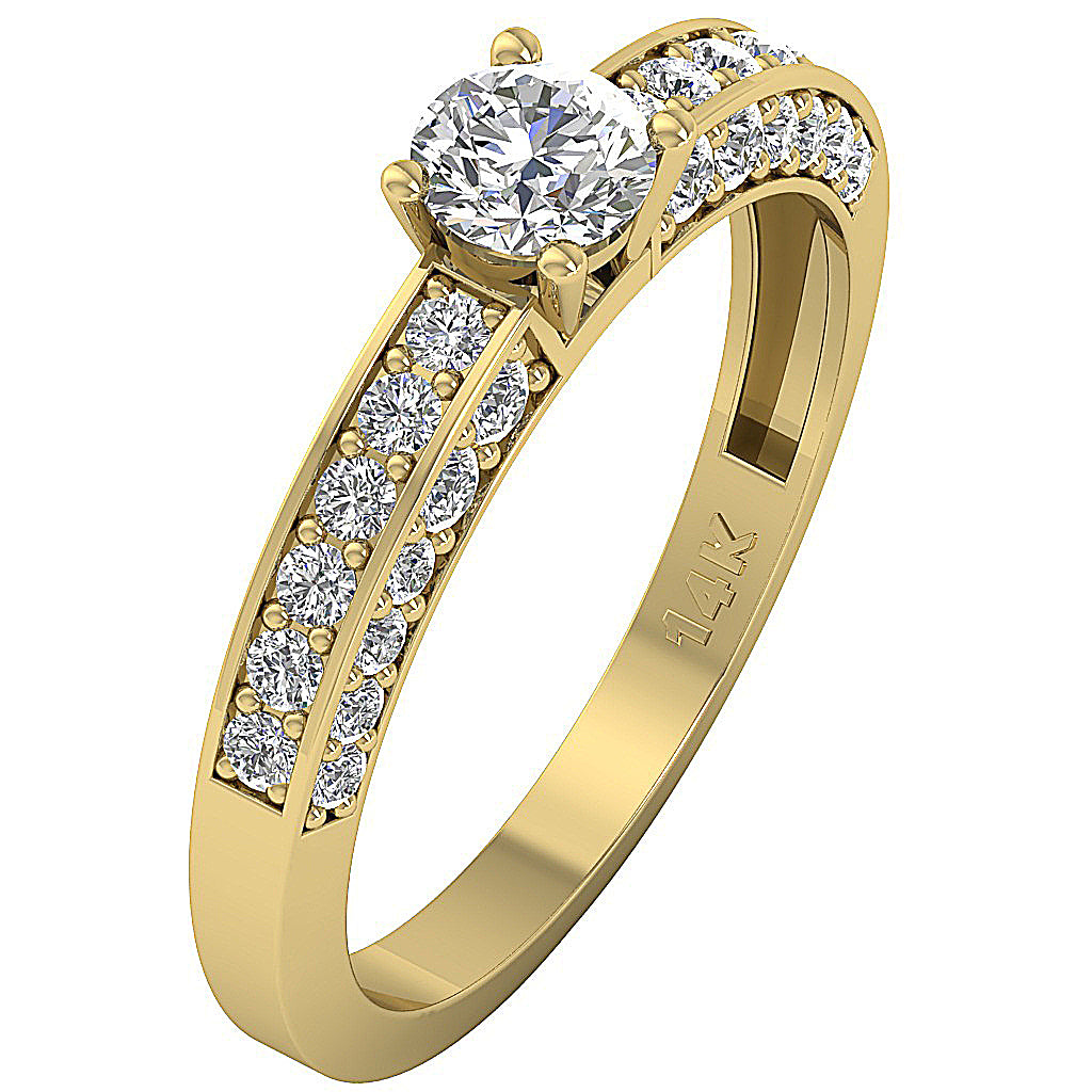 The Issac 14k Solid Yellow Gold Round Diamond Solitaire Engagement Ring 2.00 mm