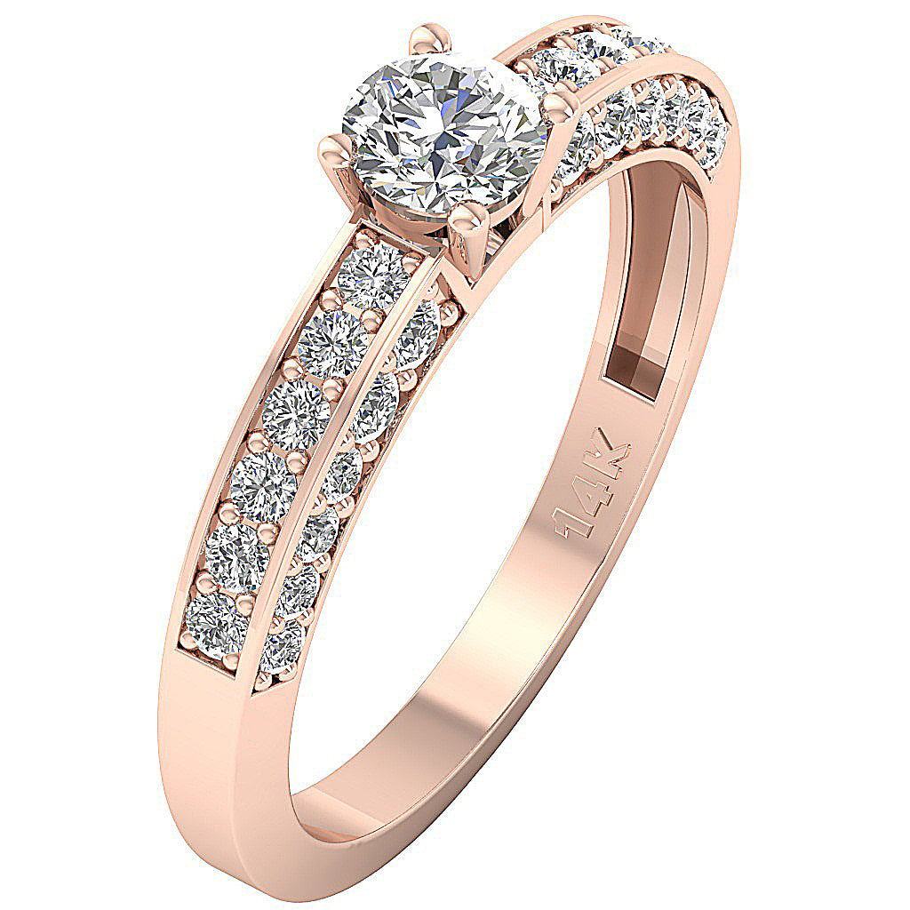 The Issac 14k Solid Yellow Gold Round Diamond Solitaire Engagement Ring 2.00 mm
